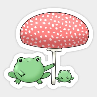 Cute Frogs Under A Mushroom Sticker